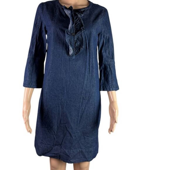 Draper James Denim Dress with Ruffle Detail - Picture 2 of 8